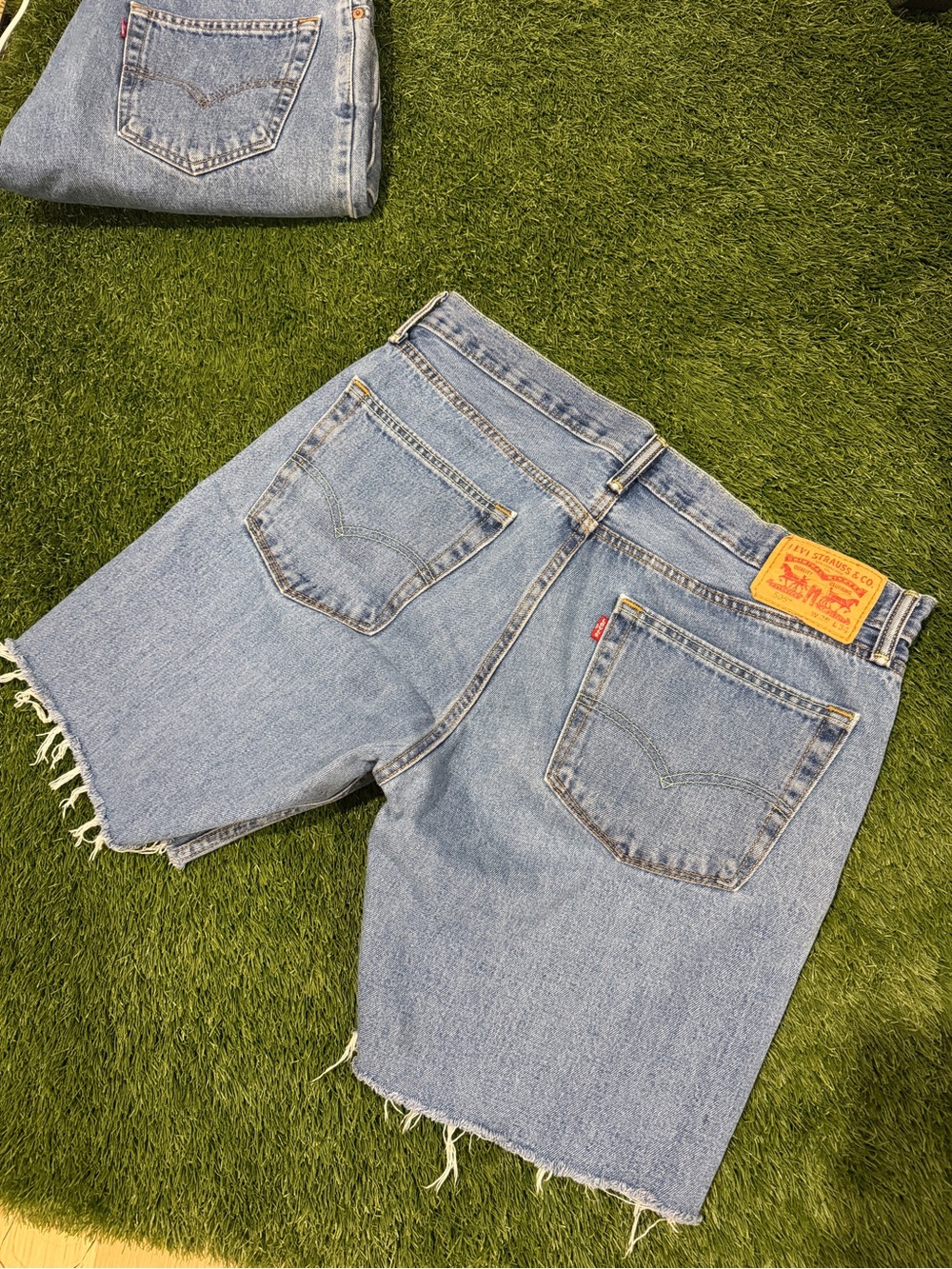 Levi's 505 Light Blue Cutoff Denim Jean Shorts